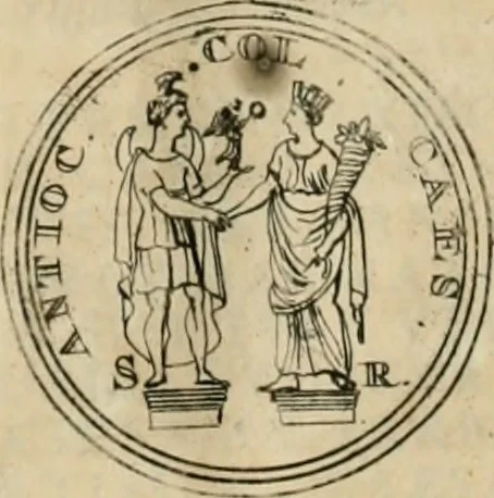 An illustration from Numismata ærea imperatorum, augustarum, et cæsarum, in coloniis, municilpiis, et urbibus jure latio donatis, ex omni modulo percussa, 1695, leaf 407