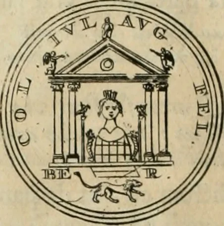 An illustration from Numismata ærea imperatorum, augustarum, et cæsarum, in coloniis, municilpiis, et urbibus jure latio donatis, ex omni modulo percussa, 1695, leaf 411