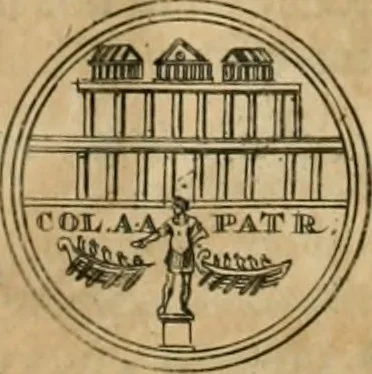 An illustration from Numismata ærea imperatorum, augustarum, et cæsarum, in coloniis, municilpiis, et urbibus jure latio donatis, ex omni modulo percussa, 1695, leaf 415