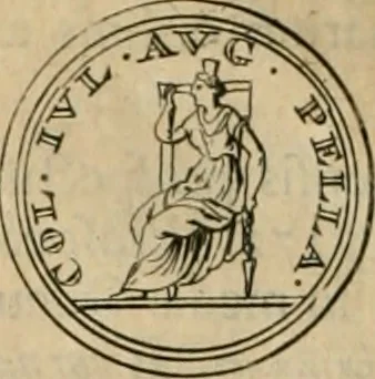 An illustration from Numismata ærea imperatorum, augustarum, et cæsarum, in coloniis, municilpiis, et urbibus jure latio donatis, ex omni modulo percussa, 1695, leaf 417