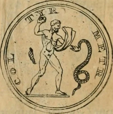 An illustration from Numismata ærea imperatorum, augustarum, et cæsarum, in coloniis, municilpiis, et urbibus jure latio donatis, ex omni modulo percussa, 1695, leaf 419