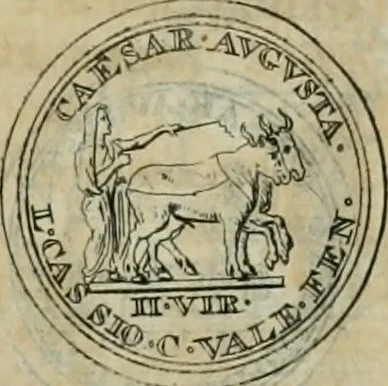 An illustration from Numismata ærea imperatorum, augustarum, et cæsarum, in coloniis, municilpiis, et urbibus jure latio donatis, ex omni modulo percussa, 1695, leaf 42