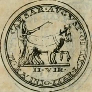An illustration from Numismata ærea imperatorum, augustarum, et cæsarum, in coloniis, municilpiis, et urbibus jure latio donatis, ex omni modulo percussa, 1695, leaf 42