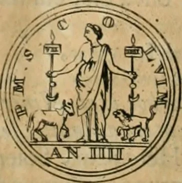 An illustration from Numismata ærea imperatorum, augustarum, et cæsarum, in coloniis, municilpiis, et urbibus jure latio donatis, ex omni modulo percussa, 1695, leaf 421
