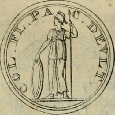 An illustration from Numismata ærea imperatorum, augustarum, et cæsarum, in coloniis, municilpiis, et urbibus jure latio donatis, ex omni modulo percussa, 1695, leaf 424