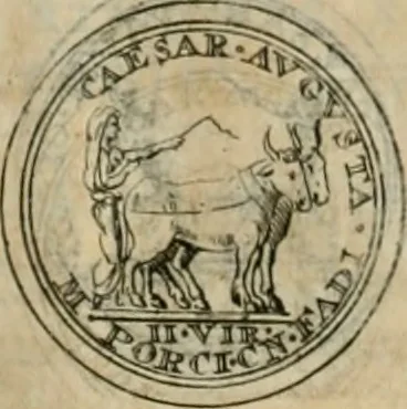 An illustration from Numismata ærea imperatorum, augustarum, et cæsarum, in coloniis, municilpiis, et urbibus jure latio donatis, ex omni modulo percussa, 1695, leaf 43