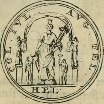 An illustration from Numismata ærea imperatorum, augustarum, et cæsarum, in coloniis, municilpiis, et urbibus jure latio donatis, ex omni modulo percussa, 1695, leaf 434