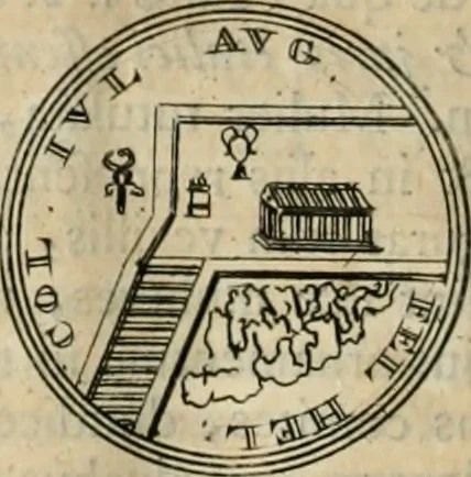 An illustration from Numismata ærea imperatorum, augustarum, et cæsarum, in coloniis, municilpiis, et urbibus jure latio donatis, ex omni modulo percussa, 1695, leaf 435