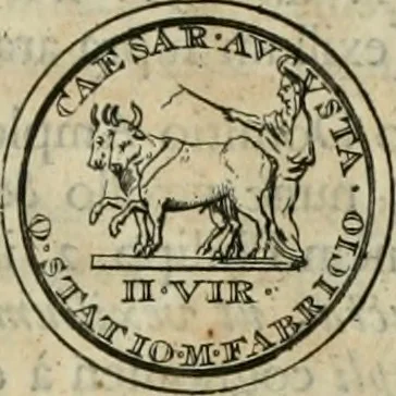 An illustration from Numismata ærea imperatorum, augustarum, et cæsarum, in coloniis, municilpiis, et urbibus jure latio donatis, ex omni modulo percussa, 1695, leaf 44