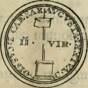 An illustration from Numismata ærea imperatorum, augustarum, et cæsarum, in coloniis, municilpiis, et urbibus jure latio donatis, ex omni modulo percussa, 1695, leaf 44