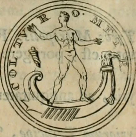 An illustration from Numismata ærea imperatorum, augustarum, et cæsarum, in coloniis, municilpiis, et urbibus jure latio donatis, ex omni modulo percussa, 1695, leaf 442