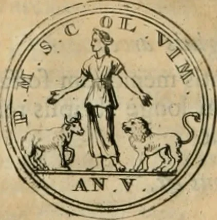 An illustration from Numismata ærea imperatorum, augustarum, et cæsarum, in coloniis, municilpiis, et urbibus jure latio donatis, ex omni modulo percussa, 1695, leaf 445