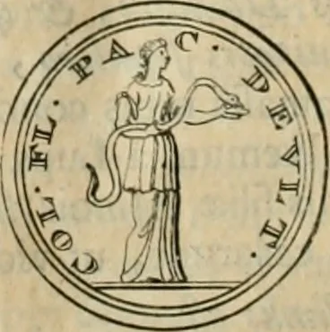 An illustration from Numismata ærea imperatorum, augustarum, et cæsarum, in coloniis, municilpiis, et urbibus jure latio donatis, ex omni modulo percussa, 1695, leaf 449