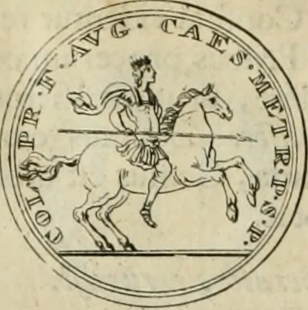 An illustration from Numismata ærea imperatorum, augustarum, et cæsarum, in coloniis, municilpiis, et urbibus jure latio donatis, ex omni modulo percussa, 1695, leaf 463