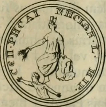 An illustration from Numismata ærea imperatorum, augustarum, et cæsarum, in coloniis, municilpiis, et urbibus jure latio donatis, ex omni modulo percussa, 1695, leaf 466