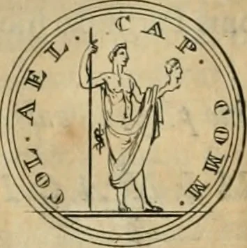 An illustration from Numismata ærea imperatorum, augustarum, et cæsarum, in coloniis, municilpiis, et urbibus jure latio donatis, ex omni modulo percussa, 1695, leaf 477