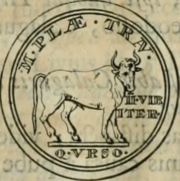 An illustration from Numismata ærea imperatorum, augustarum, et cæsarum, in coloniis, municilpiis, et urbibus jure latio donatis, ex omni modulo percussa, 1695, leaf 48