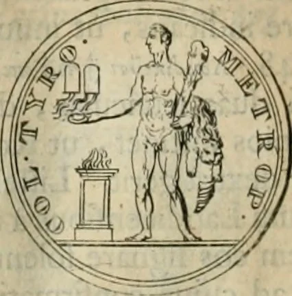 An illustration from Numismata ærea imperatorum, augustarum, et cæsarum, in coloniis, municilpiis, et urbibus jure latio donatis, ex omni modulo percussa, 1695, leaf 485