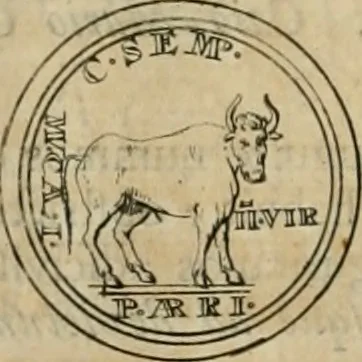 An illustration from Numismata ærea imperatorum, augustarum, et cæsarum, in coloniis, municilpiis, et urbibus jure latio donatis, ex omni modulo percussa, 1695, leaf 49