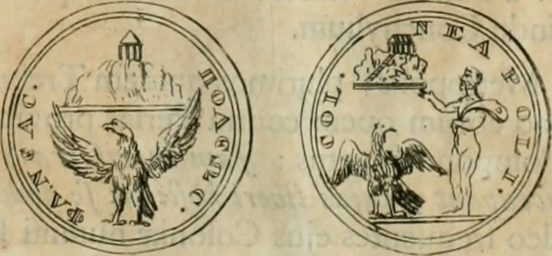An illustration from Numismata ærea imperatorum, augustarum, et cæsarum, in coloniis, municilpiis, et urbibus jure latio donatis, ex omni modulo percussa, 1695, leaf 492