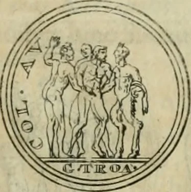An illustration from Numismata ærea imperatorum, augustarum, et cæsarum, in coloniis, municilpiis, et urbibus jure latio donatis, ex omni modulo percussa, 1695, leaf 502