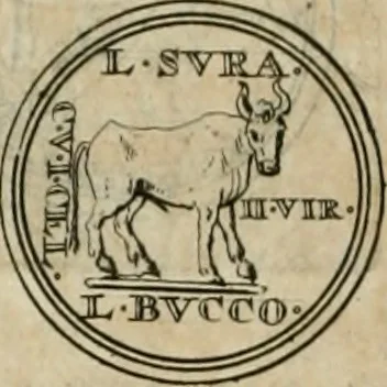 An illustration from Numismata ærea imperatorum, augustarum, et cæsarum, in coloniis, municilpiis, et urbibus jure latio donatis, ex omni modulo percussa, 1695, leaf 55