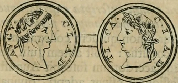 An illustration from Numismata ærea imperatorum, augustarum, et cæsarum, in coloniis, municilpiis, et urbibus jure latio donatis, ex omni modulo percussa, 1695, leaf 58
