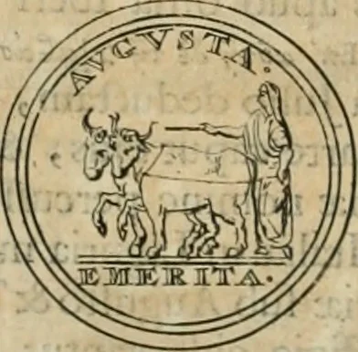An illustration from Numismata ærea imperatorum, augustarum, et cæsarum, in coloniis, municilpiis, et urbibus jure latio donatis, ex omni modulo percussa, 1695, leaf 59