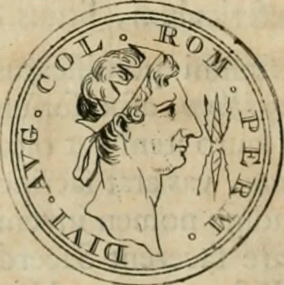 An illustration from Numismata ærea imperatorum, augustarum, et cæsarum, in coloniis, municilpiis, et urbibus jure latio donatis, ex omni modulo percussa, 1695, leaf 67
