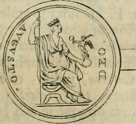 An illustration from Numismata ærea imperatorum, augustarum, et cæsarum, in coloniis, municilpiis, et urbibus jure latio donatis, ex omni modulo percussa, 1695, leaf 70