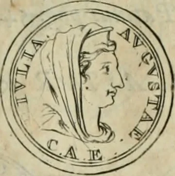 An illustration from Numismata ærea imperatorum, augustarum, et cæsarum, in coloniis, municilpiis, et urbibus jure latio donatis, ex omni modulo percussa, 1695, leaf 76
