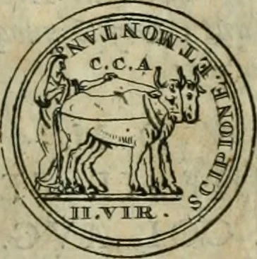 An illustration from Numismata ærea imperatorum, augustarum, et cæsarum, in coloniis, municilpiis, et urbibus jure latio donatis, ex omni modulo percussa, 1695, leaf 80