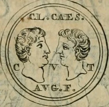 An illustration from Numismata ærea imperatorum, augustarum, et cæsarum, in coloniis, municilpiis, et urbibus jure latio donatis, ex omni modulo percussa, 1695, leaf 86