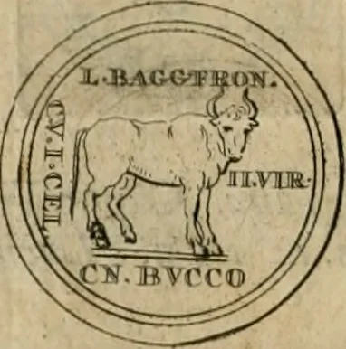 An illustration from Numismata ærea imperatorum, augustarum, et cæsarum, in coloniis, municilpiis, et urbibus jure latio donatis, ex omni modulo percussa, 1695, leaf 97