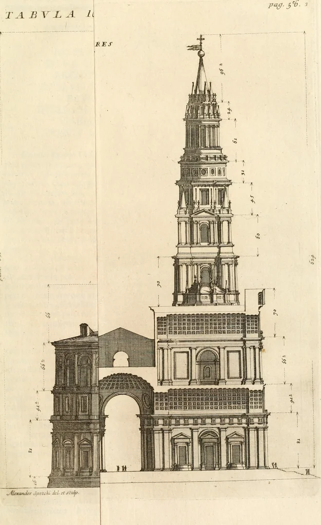 An illustration from Numismata summorum pontificum Templi Vaticani fabricam indicantia, chronologica ejusdem fabricae narratione ac multiplici eruditione explicata. Atque uberiori numismatum omnium pontificiorum lucubrationi veluti prodromus praemissa, 1700, leaf 106