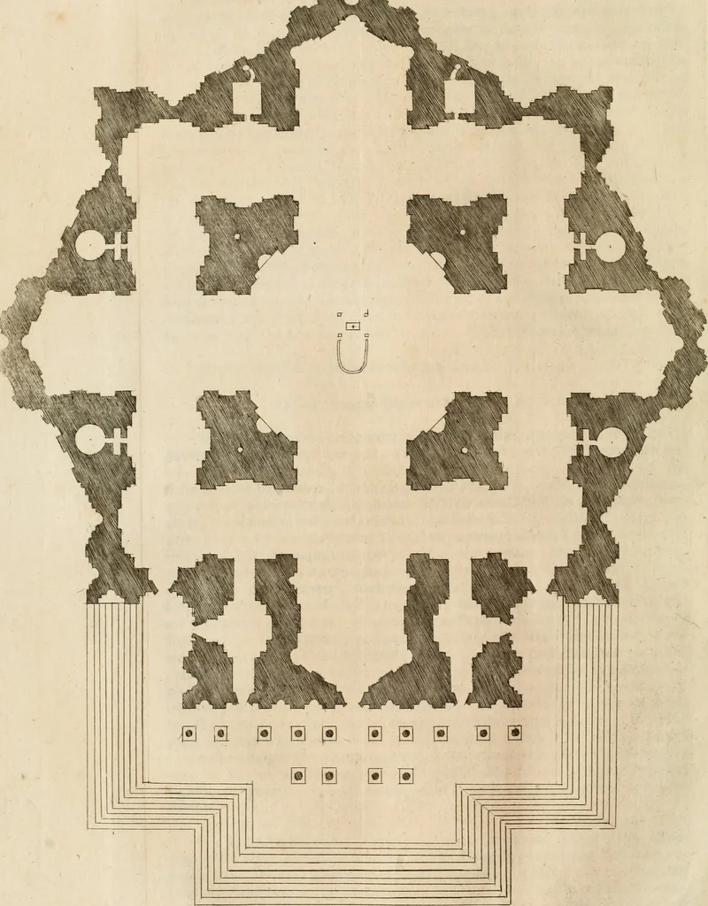 An illustration from Numismata summorum pontificum Templi Vaticani fabricam indicantia, chronologica ejusdem fabricae narratione ac multiplici eruditione explicata. Atque uberiori numismatum omnium pontificiorum lucubrationi veluti prodromus praemissa, 1700, leaf 111