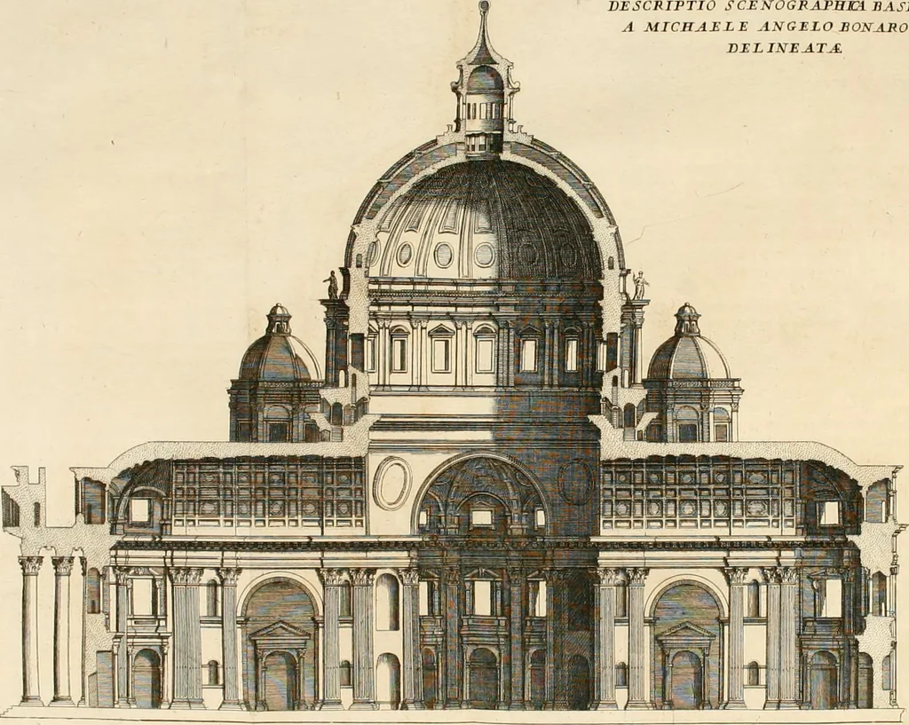 An illustration from Numismata summorum pontificum Templi Vaticani fabricam indicantia, chronologica ejusdem fabricae narratione ac multiplici eruditione explicata. Atque uberiori numismatum omnium pontificiorum lucubrationi veluti prodromus praemissa, 1700, leaf 112