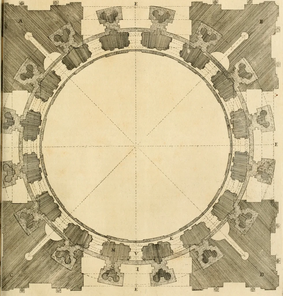 An illustration from Numismata summorum pontificum Templi Vaticani fabricam indicantia, chronologica ejusdem fabricae narratione ac multiplici eruditione explicata. Atque uberiori numismatum omnium pontificiorum lucubrationi veluti prodromus praemissa, 1700, leaf 128