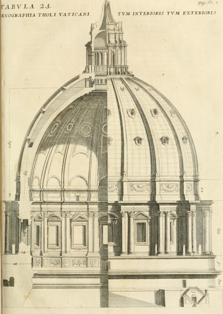 An illustration from Numismata summorum pontificum Templi Vaticani fabricam indicantia, chronologica ejusdem fabricae narratione ac multiplici eruditione explicata. Atque uberiori numismatum omnium pontificiorum lucubrationi veluti prodromus praemissa, 1700, leaf 144