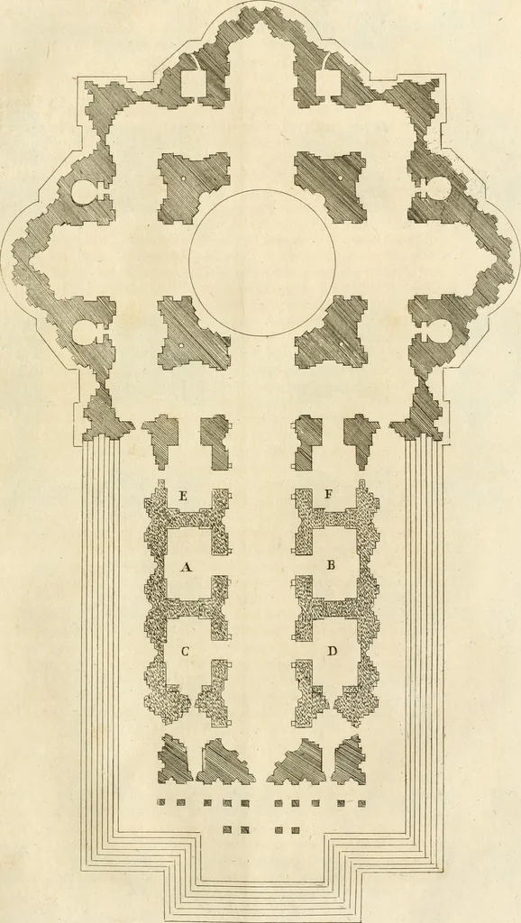An illustration from Numismata summorum pontificum Templi Vaticani fabricam indicantia, chronologica ejusdem fabricae narratione ac multiplici eruditione explicata. Atque uberiori numismatum omnium pontificiorum lucubrationi veluti prodromus praemissa, 1700, leaf 154