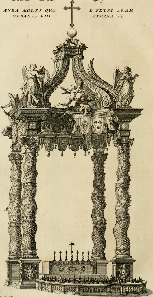 An illustration from Numismata summorum pontificum Templi Vaticani fabricam indicantia, chronologica ejusdem fabricae narratione ac multiplici eruditione explicata. Atque uberiori numismatum omnium pontificiorum lucubrationi veluti prodromus praemissa, 1700, leaf 249