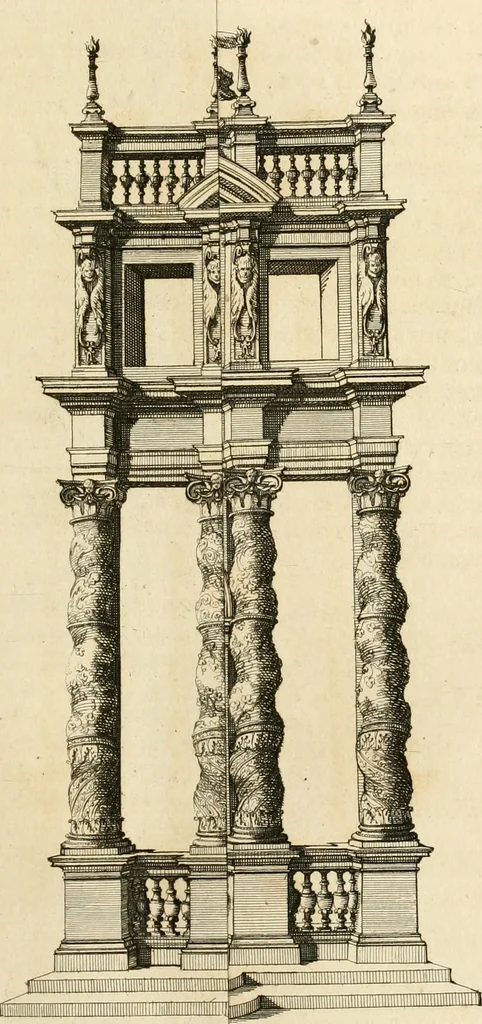 An illustration from Numismata summorum pontificum Templi Vaticani fabricam indicantia, chronologica ejusdem fabricae narratione ac multiplici eruditione explicata. Atque uberiori numismatum omnium pontificiorum lucubrationi veluti prodromus praemissa, 1700, leaf 252