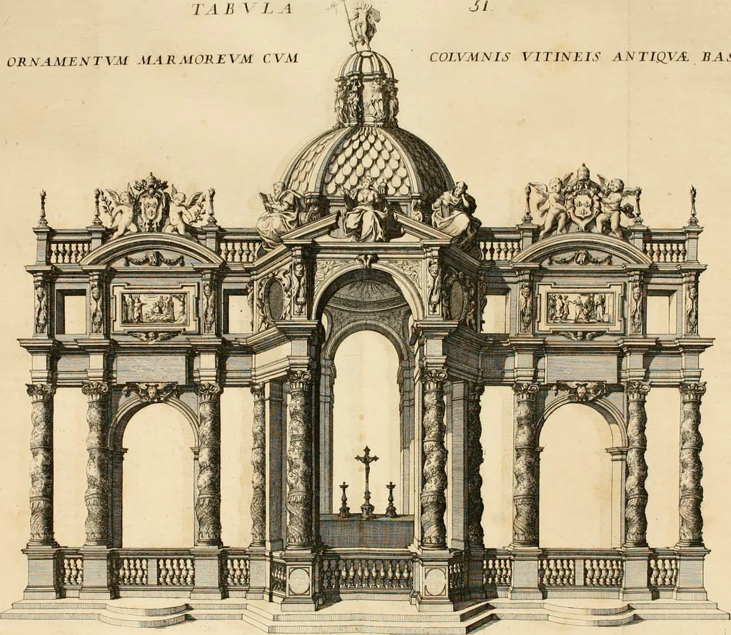 An illustration from Numismata summorum pontificum Templi Vaticani fabricam indicantia, chronologica ejusdem fabricae narratione ac multiplici eruditione explicata. Atque uberiori numismatum omnium pontificiorum lucubrationi veluti prodromus praemissa, 1700, leaf 253