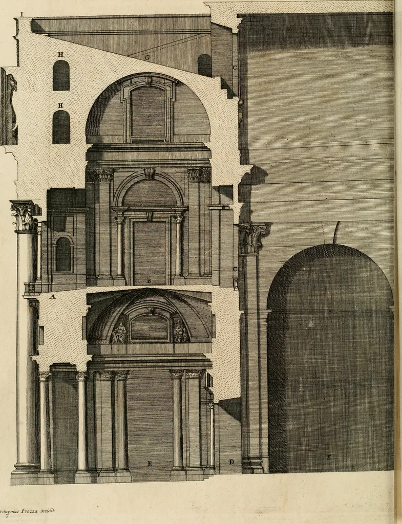 An illustration from Numismata summorum pontificum Templi Vaticani fabricam indicantia, chronologica ejusdem fabricae narratione ac multiplici eruditione explicata. Atque uberiori numismatum omnium pontificiorum lucubrationi veluti prodromus praemissa, 1700, leaf 271