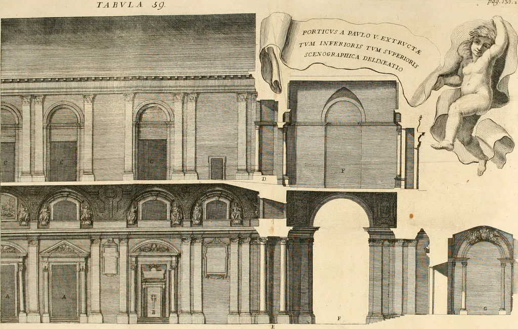 An illustration from Numismata summorum pontificum Templi Vaticani fabricam indicantia, chronologica ejusdem fabricae narratione ac multiplici eruditione explicata. Atque uberiori numismatum omnium pontificiorum lucubrationi veluti prodromus praemissa, 1700, leaf 272
