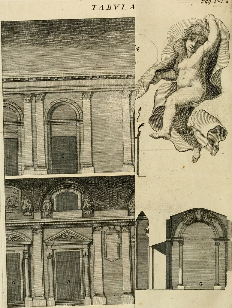 An illustration from Numismata summorum pontificum Templi Vaticani fabricam indicantia, chronologica ejusdem fabricae narratione ac multiplici eruditione explicata. Atque uberiori numismatum omnium pontificiorum lucubrationi veluti prodromus praemissa, 1700, leaf 273