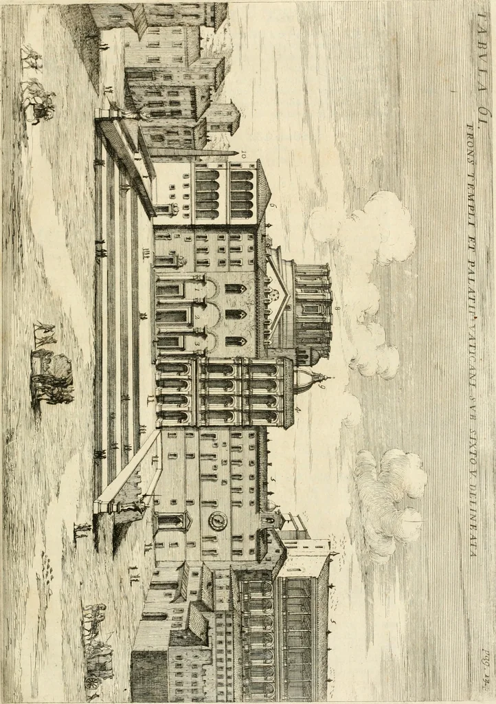 An illustration from Numismata summorum pontificum Templi Vaticani fabricam indicantia, chronologica ejusdem fabricae narratione ac multiplici eruditione explicata. Atque uberiori numismatum omnium pontificiorum lucubrationi veluti prodromus praemissa, 1700, leaf 292
