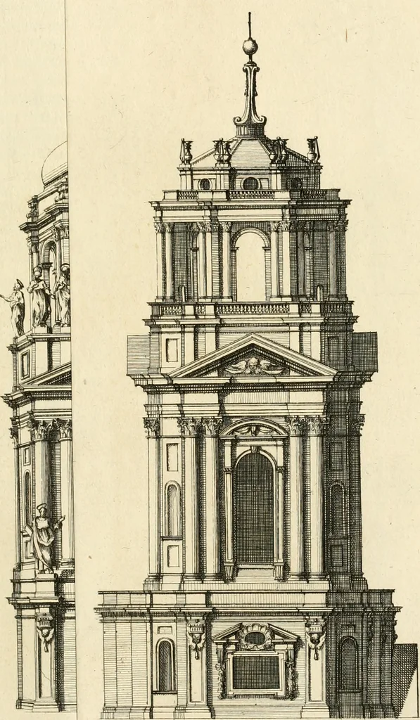 An illustration from Numismata summorum pontificum Templi Vaticani fabricam indicantia, chronologica ejusdem fabricae narratione ac multiplici eruditione explicata. Atque uberiori numismatum omnium pontificiorum lucubrationi veluti prodromus praemissa, 1700, leaf 298