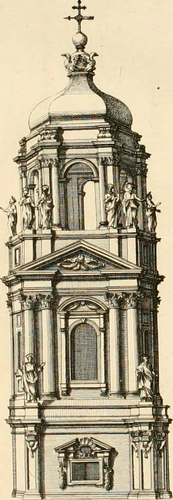 An illustration from Numismata summorum pontificum Templi Vaticani fabricam indicantia, chronologica ejusdem fabricae narratione ac multiplici eruditione explicata. Atque uberiori numismatum omnium pontificiorum lucubrationi veluti prodromus praemissa, 1700, leaf 299