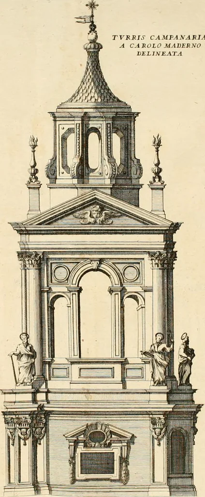 An illustration from Numismata summorum pontificum Templi Vaticani fabricam indicantia, chronologica ejusdem fabricae narratione ac multiplici eruditione explicata. Atque uberiori numismatum omnium pontificiorum lucubrationi veluti prodromus praemissa, 1700, leaf 299
